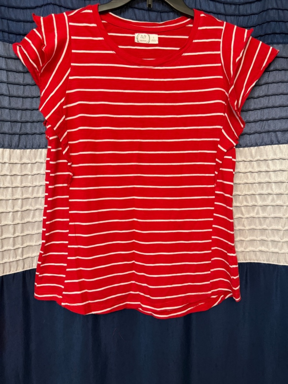 Maurices Red and White Striped Short Sleeve Tee